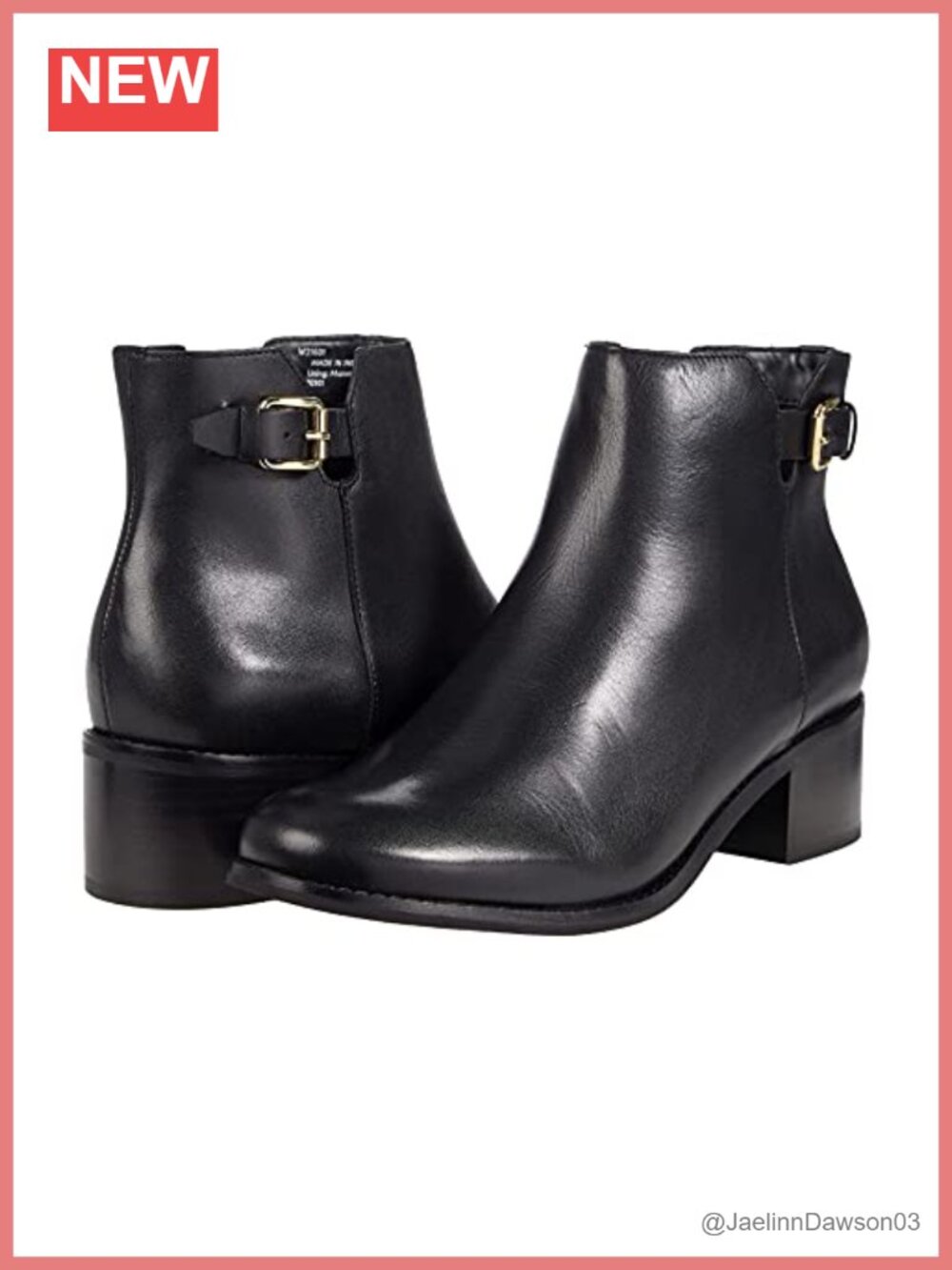 Leather Ankle Bootie Pull-On Block Heel Round Toe Boot